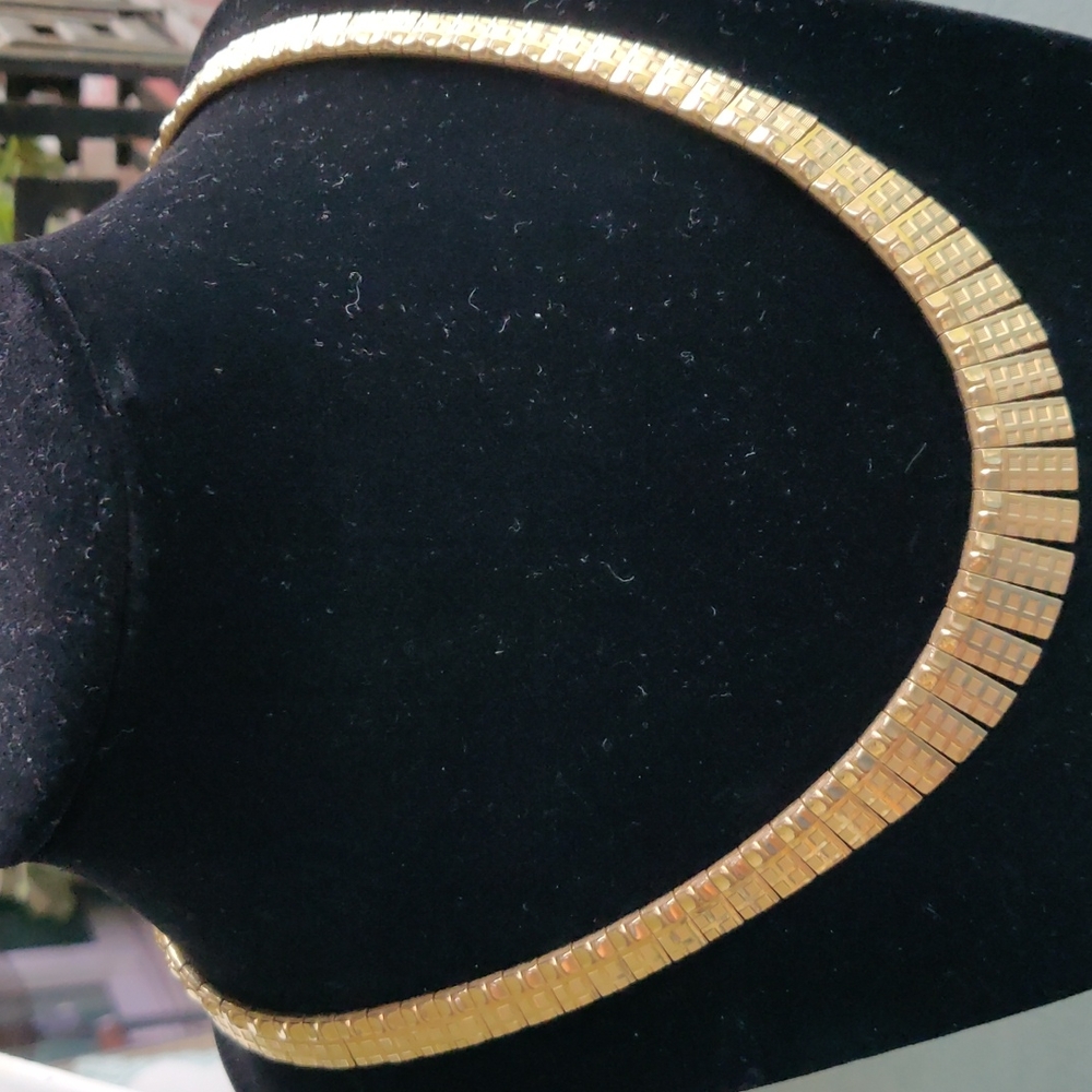 Rich VTG rare 16" Amerikaner rolled gold Egyptian revival necklace #258